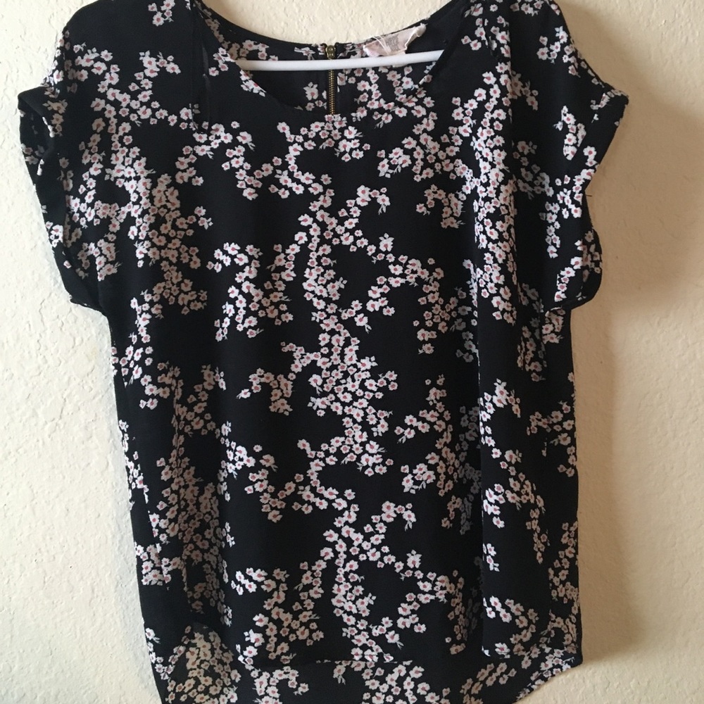 Black blouse with flowers
